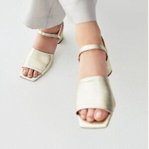 Maguire Oliva gold block heel